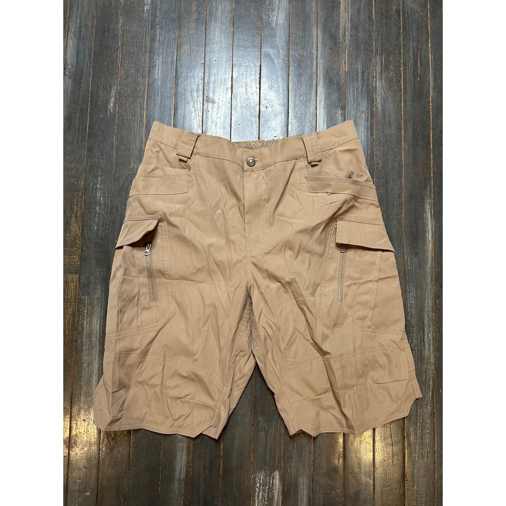 Mens Khaki Tactical Cargo Shorts Ripstop Multi Pocket Utility Hiking Tan